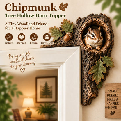 Chipmunk tree hollow door topper - woodland animal doorway decor
