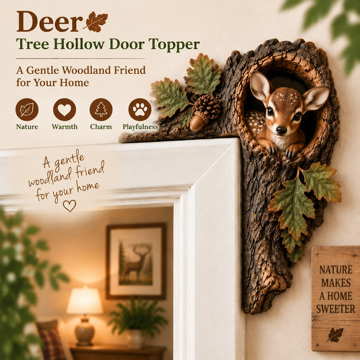 Chipmunk tree hollow door topper - woodland animal doorway decor