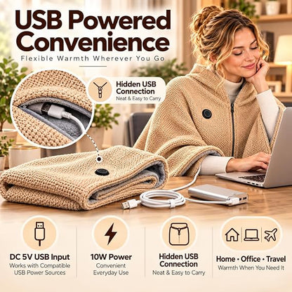 ❄️ Limited-Time Promotion 50% OFF Heated Wearable Blanket – Stay Warm at Your Desk Without Bulky Layers