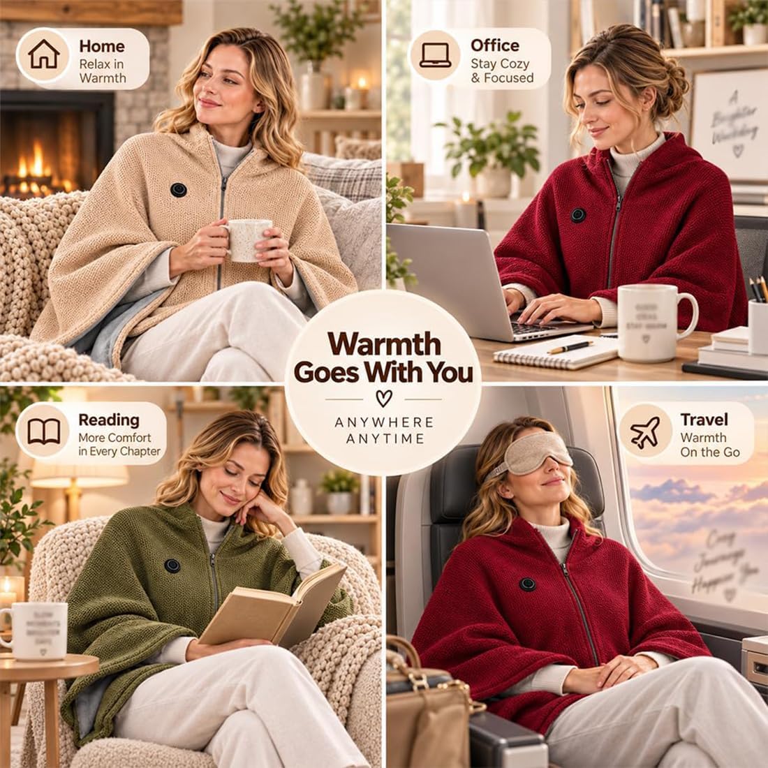 ❄️ Limited-Time Promotion 50% OFF Heated Wearable Blanket – Stay Warm at Your Desk Without Bulky Layers