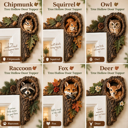 Chipmunk tree hollow door topper - woodland animal doorway decor
