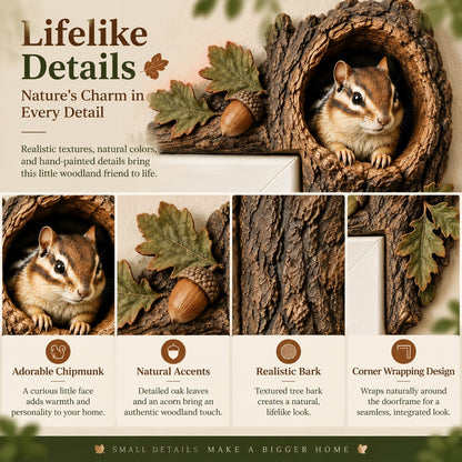 Chipmunk tree hollow door topper - woodland animal doorway decor